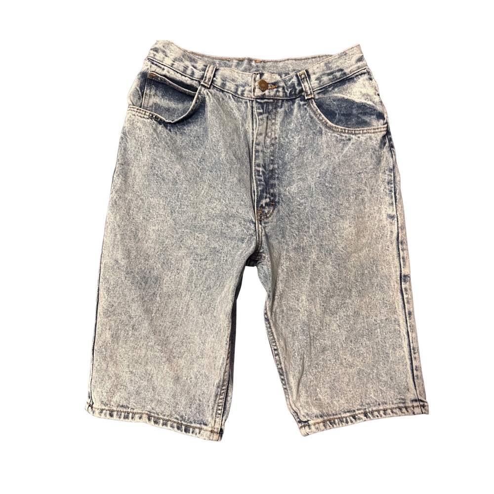 90's No Excuses Acid Wash Denim Bermuda Shorts High Waist Jorts Womens 28 Waist